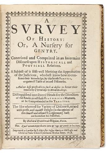 Brathwait, Richard (1588?-1673) A Survey of History: Or, a Nursery for Gentry.